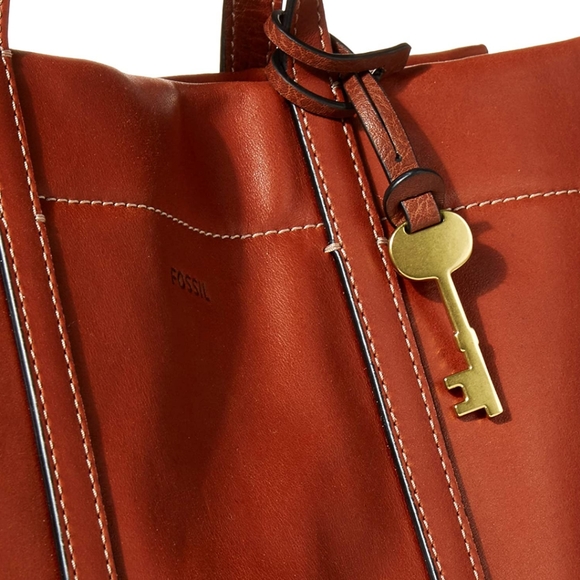 FOSSIL Carmen Shopper Tote Crossbody Leather Brandy Brown ZB7938213 - Picture 12 of 16